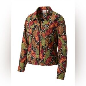 Leaf Print Women's Top - Multicolor, 100% linen